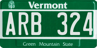 VT license plate ARB324