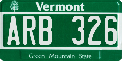 VT license plate ARB326