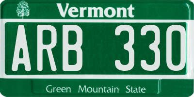 VT license plate ARB330
