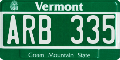 VT license plate ARB335