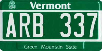 VT license plate ARB337
