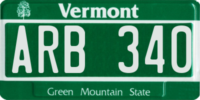 VT license plate ARB340