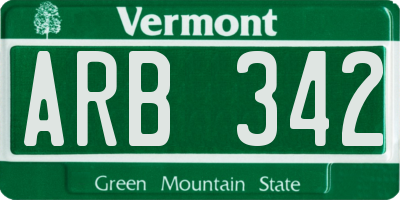 VT license plate ARB342