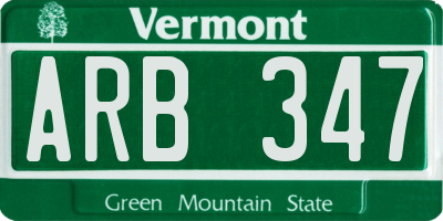 VT license plate ARB347