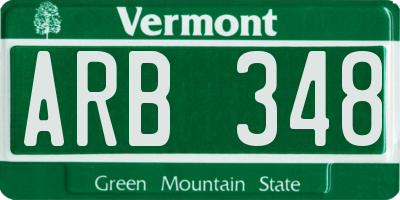 VT license plate ARB348