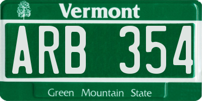 VT license plate ARB354
