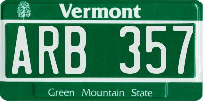 VT license plate ARB357