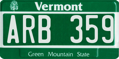 VT license plate ARB359