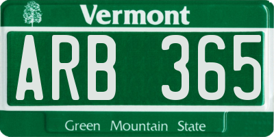 VT license plate ARB365