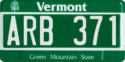 VT license plate ARB371