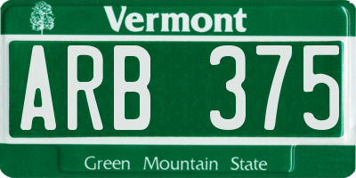 VT license plate ARB375