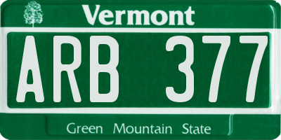 VT license plate ARB377