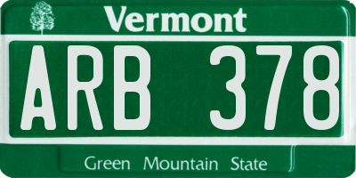VT license plate ARB378