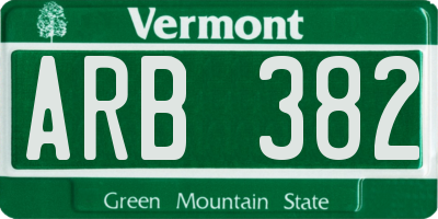 VT license plate ARB382