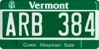 VT license plate ARB384