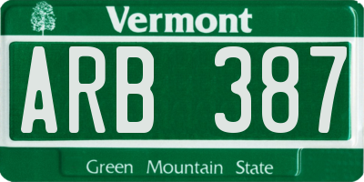 VT license plate ARB387