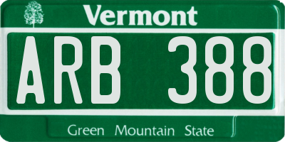 VT license plate ARB388