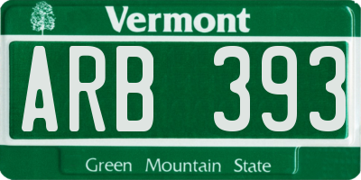 VT license plate ARB393