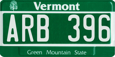 VT license plate ARB396