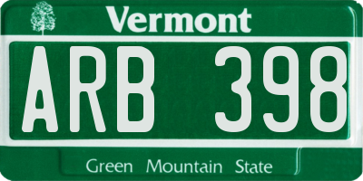 VT license plate ARB398