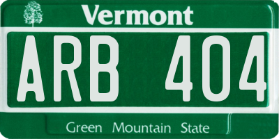 VT license plate ARB404