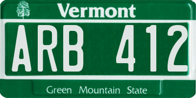 VT license plate ARB412