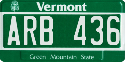 VT license plate ARB436