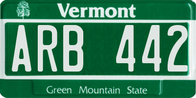VT license plate ARB442