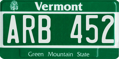 VT license plate ARB452