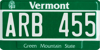 VT license plate ARB455