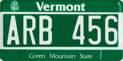 VT license plate ARB456