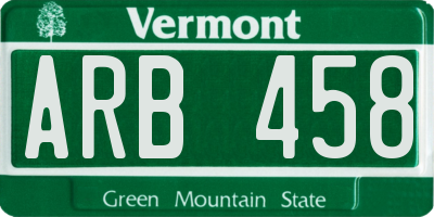 VT license plate ARB458