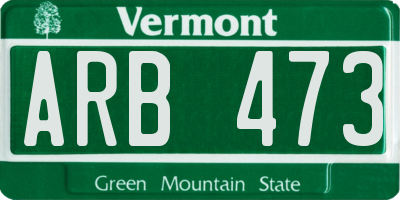 VT license plate ARB473