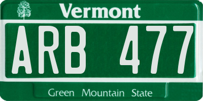 VT license plate ARB477