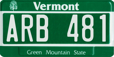 VT license plate ARB481