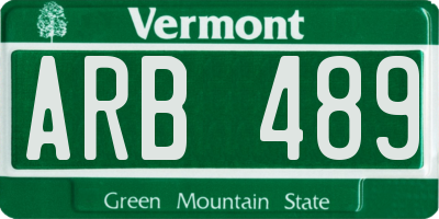 VT license plate ARB489