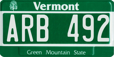 VT license plate ARB492