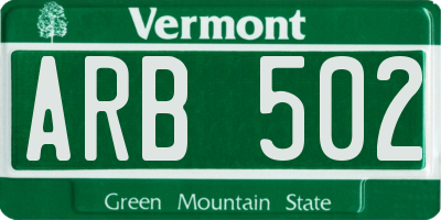 VT license plate ARB502