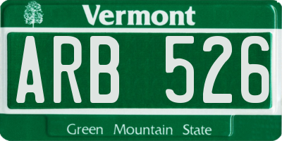 VT license plate ARB526