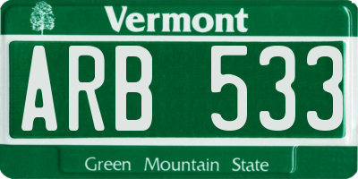 VT license plate ARB533