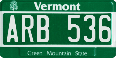 VT license plate ARB536