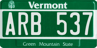 VT license plate ARB537