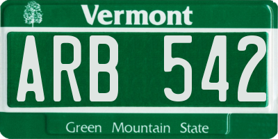 VT license plate ARB542