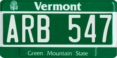 VT license plate ARB547