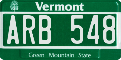 VT license plate ARB548