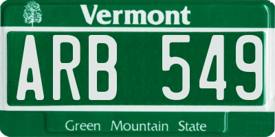 VT license plate ARB549