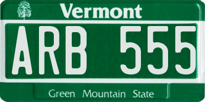 VT license plate ARB555
