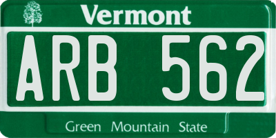 VT license plate ARB562