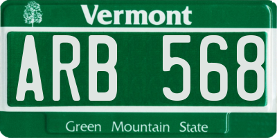 VT license plate ARB568