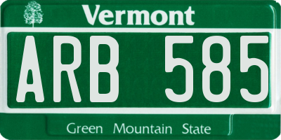 VT license plate ARB585